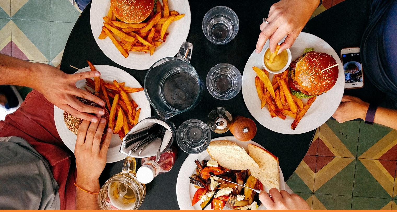 students eating